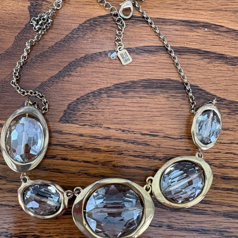 Robert Lee Morris SOHO designer Gold and Silver Necklace with Crystal Accents